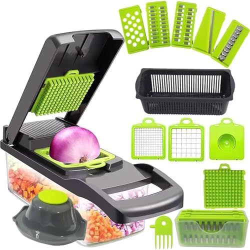 Generic Vegetable Cutter Cube Cutter Vegetable Chopper Vegetable Slicer Suitable For Grating Slices 14 In 1 Multifunctional Cutter Cucumber Slicer Fruit Cutter Potato Cutter